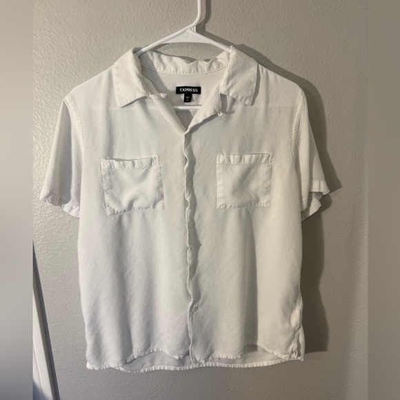 Express Tops - Express Women's Casual White Button Down Shirt